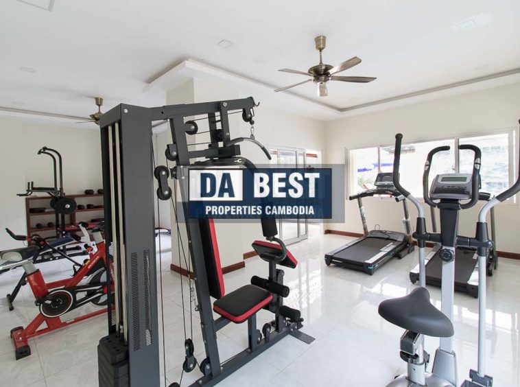 Generous 2 bedroom serviced apartment for rent in Siem Reap Angkor view of fully equipped gym