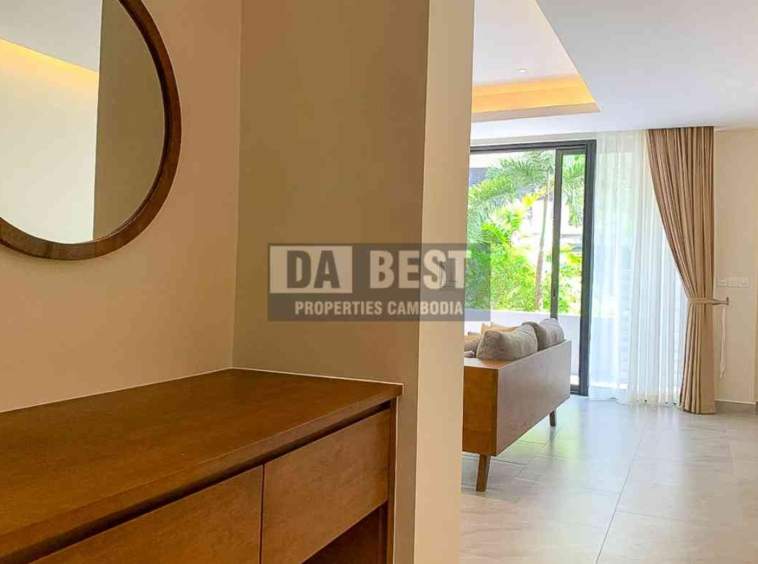 Modern Condo 1 Bedroom For Sale in Krong Siem Reap at Angkor Grace Resort living room and balcony