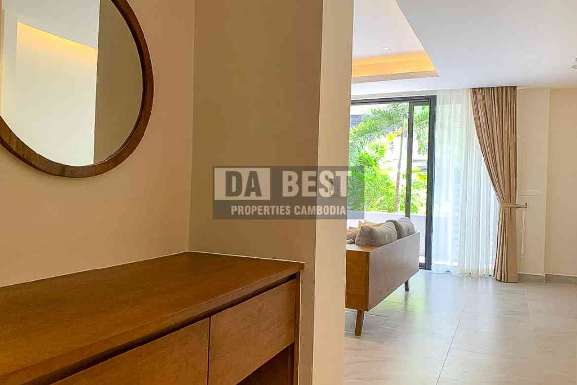 Modern Condo 1 Bedroom For Sale in Krong Siem Reap at Angkor Grace Resort living room and balcony
