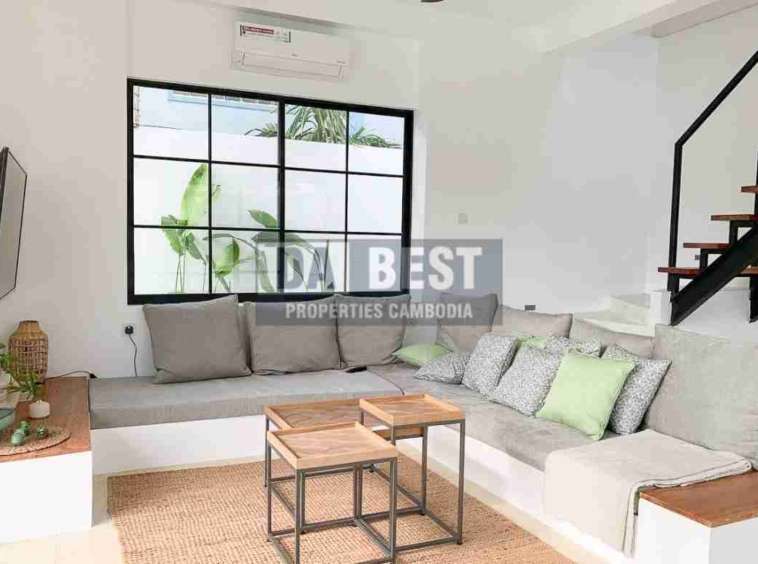 Modern Private Villa 2 Bedroom For Rent In Siem Reap - Svay Dangkum - Living room
