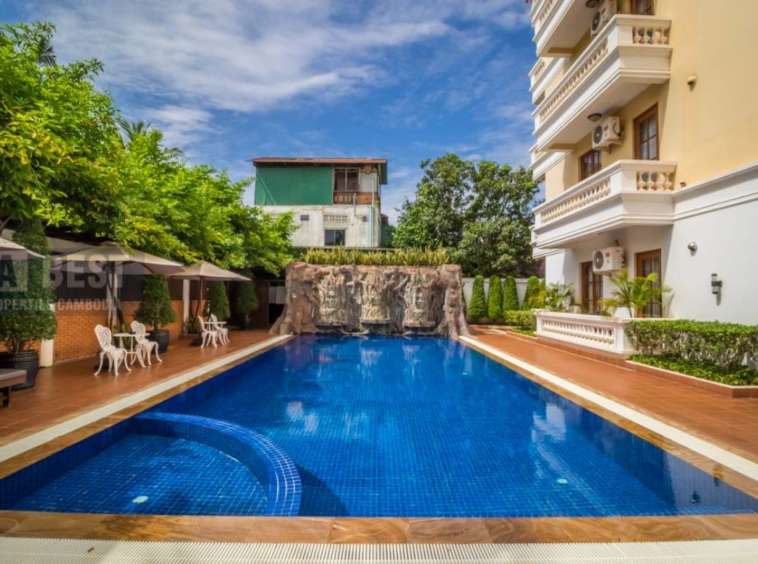 Central 1BR apartment for rent in Siem Reap Wat Bo - Pool Gym