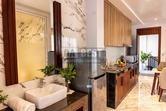 Central 1 Bedroom Serviced Apartment With Swimming Pool In Siem Reap - Kitchen