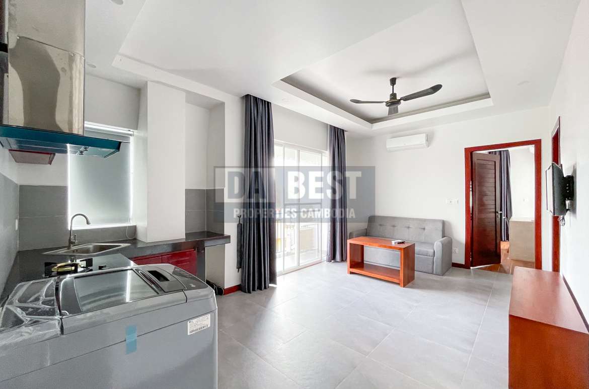 Brand New 2 Bedroom Apartment For Rent In Siem Reap – Living and Kitchen area